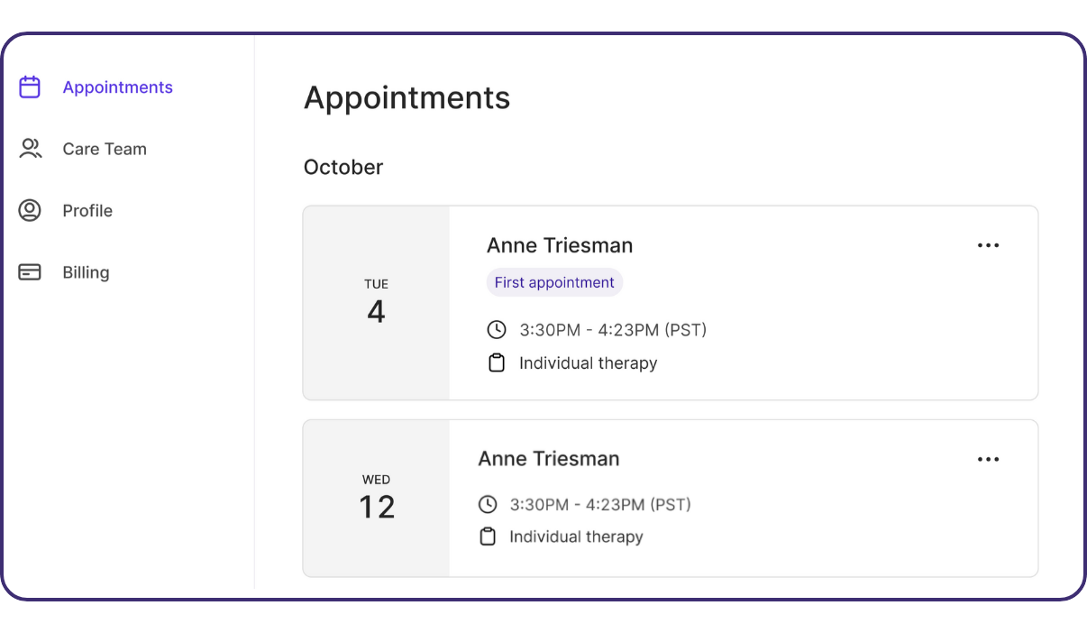 View, reschedule, and cancel your appointments Rula Patient